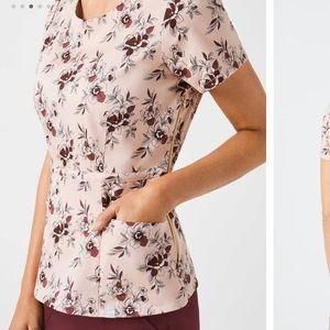 Jaanuu Peplum Scrub Top, Whimsical Garden